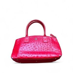 Red Women's Ostrich-Texture Satchel Bag The trend